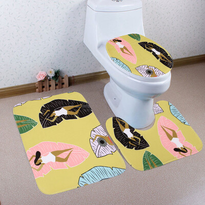 

Gobestart Bathroom Toilet Three Piece Floor Mat Door Mat Bathroom Carpet
