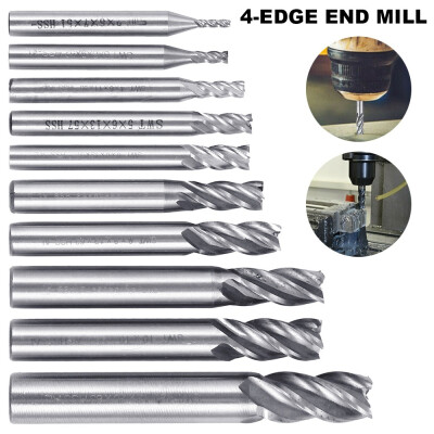 

10pcs HSS CNC Straight Shank 4 Flute End Mill Milling Cutter Drill Bit 2mm To 12mm Extended Rotary Tool