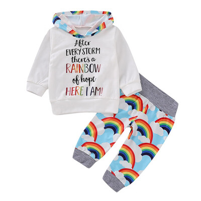 

2PCS Explosive Baby Girl Clothes Infant Children Cotton Printed Sweater Baby Suit Children Suit