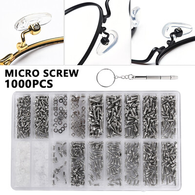 

New 1000pcs Micro Eyeglass Sunglass Spectacles Tiny Screws Nut Repair Kit