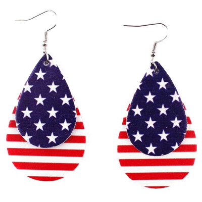

American Flag Earrings Pu leather Earrings July 4th Independence Day Teardrop Earrings Jewelry Gift