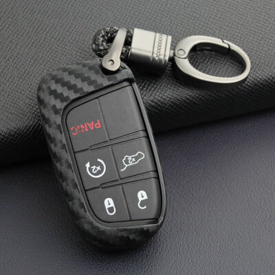 

Carbon Fiber Style Key Cover Case Keychain for Jeep Dodge Chrysler Accessories