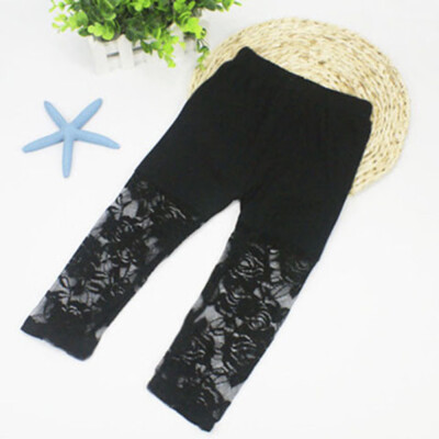 

Summer Girls Leggings Pants Lace cotton Children Clothing Flower Girl Knee Pants 2-7Y