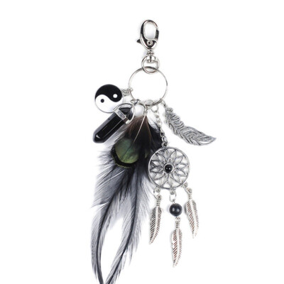 

Mini Car Dream Catcher Beaded Natural Feathers Handcraft Chic Hanging Ornaments Mirror Bedroom Wall Decor Native Ring