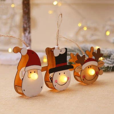 

Christmas Luminous Wooden Doll Pendant Christmas Tree Decoration Small Ornaments X172 Wooden With Light Pendant