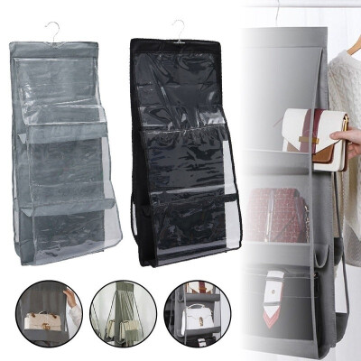 

Hanging Handbag Organizer with 6 Larger Pockets Dust-Proof Holder Bag Wardrobe Closet for Purse