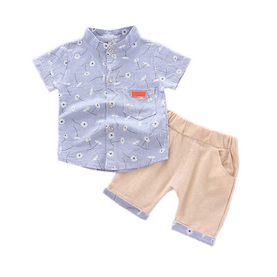 

Summer Children clothes 2pcs Baby Boys clothes Casual Short Sleeve Floral Print T-shirt TopsShorts Costume Set