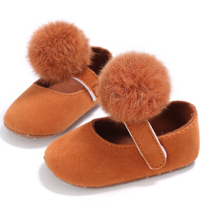 

New Style Kids Girls Fashion Cotton Fabric Toddler Shoes Girl Cute Hairball Anti-skid Princess Shoe