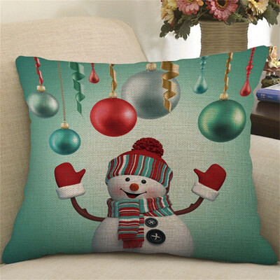 

Gobestart Christmas Print Pillow Case Flax Pillowcase Sofa Car Cushion Cover Home Decor