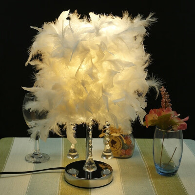 

Bedside Reading Room Sitting Room Heart Shape Feather Crystal Table Lamp Light Home Decor