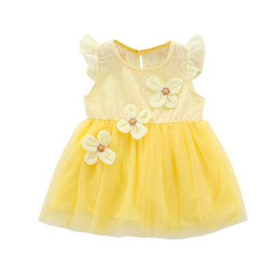 

Summer Casual Baby Girls Flare Sleeve Flower Pattern Dress Kids Toddler Princess Sundress