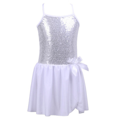 

Children Kids Girls Fashion Concise Ballet Costume Chiffon Sequin Decoration Sports Dancing Dress body suit