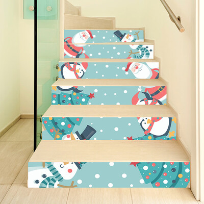 

Gobestart Merry Christmas Snowman Santa Stair Sticker Waterproof DIY Decorative Sticker
