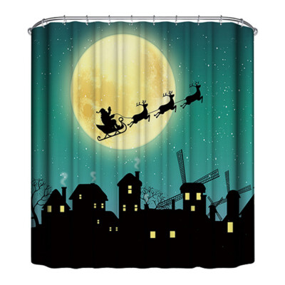 

Cute Christmas Theme Shower Curtain Mildew Waterproof Polyester Fabric Shower Curtain Bathroom Christmas Decor