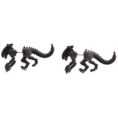 

New Mode Style Fashionable Cool Alien Earrings Black Enamel Stud Earrings For Women Animal Piercing Ear Jewelry Fashion Gifts