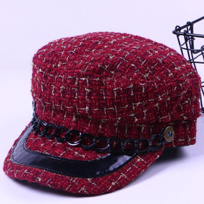 

Japanese Plaid Octagon Hat FallWinter Berets Female British Leisure Painters Hat Retro Newsboy Hat Tide