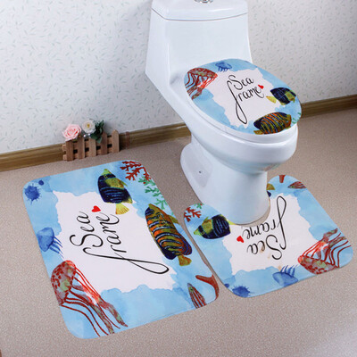 

Gobestart Bathroom Toilet Three Piece Floor Mat Door Mat Bathroom Carpet