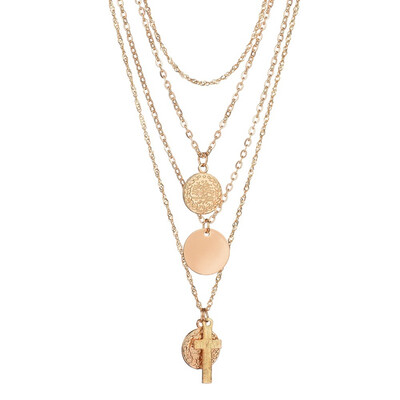

Bohemia Summer Women Fashion Multi Layers Clavicle Chain Necklace Elegant Cross Pendants Beach Necklace Trend
