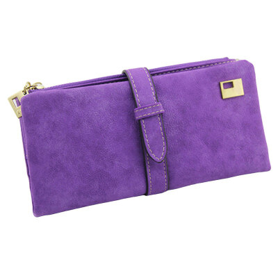 

Fashion Women Solid Color Matte Buckle Long Zip Wallet Coin Purse Card Holder