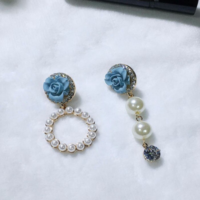 

Korean Temperament Flower Earrings Brinco Simulated Pearl Circle Rhinestone Pendientes For Women Fashion Jewelry