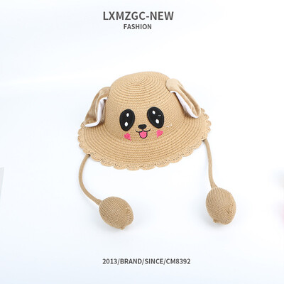 

Childrens new hat net red the same style will move rabbit ears straw hat parents lovely eaves sun hat