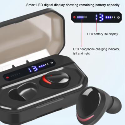 

TWS-T8S Bluetooth 50 TWS Headsets IPX7 Sports Earbuds Sweatproof Waterproof Earphones 6D Surround Subwoofer Headphones Noise Redu