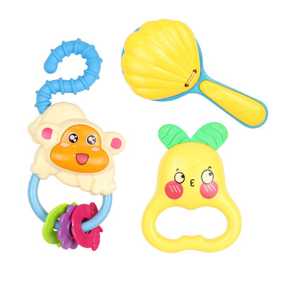 

Tailored Safety Baby Toddler Teether Hand Shake Bell educational bottle Three-piece toy