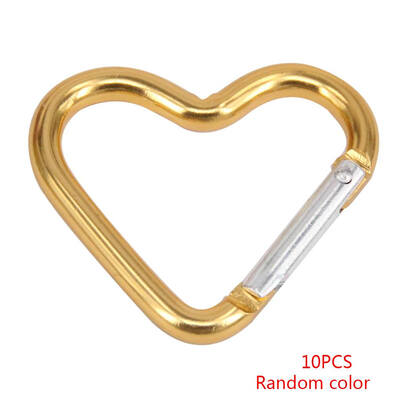 

10pcs Heart Shaped Carabiners Mini Spring Backpack Clasps Hook Aluminum Alloy Locking Outdoor Keychain Buckle Random Color