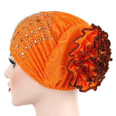 

1Pc Women Stretch Turban Hat Chemo Cap Lace Flower Hijab Cap Headwrap