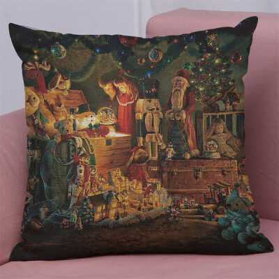 

Gobestart New Christmas Cotton Linen Pillow Case Sofa Cushion Cover Home Decor
