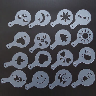 

16 Latte Art Stencils Templates Cappuccino Coffee Foam DIY Decorating Tool