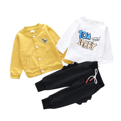 

Autumn Baby Boy Cute Long Sleeve Cartoon T-shirt Dinosaur Sweatshirt Trousers Casual Outfits Three-Piece Suit