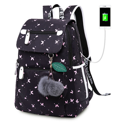 

Cartoon Pattern Laptop Backpack With Usb Port Waterproof High Quality School Travel Large Backpack For Teenage Girls