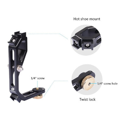 

DF DIGITALFOTO -0667 L-Shape Gimbal Bracket Holder with 3 Hot Shoe Mount 14 Inch Screw Mount for Connecting Monitors Microphones