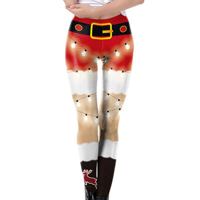 

Women Christmas Print Wear Bottoming Leggings Stretchy High Waist Stretchable Skinny Tights Pants