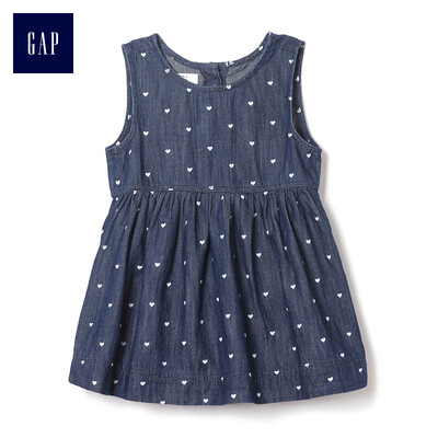 

GAP flagship store baby girl love pattern denim dress 381922 dark wash old 3-6M