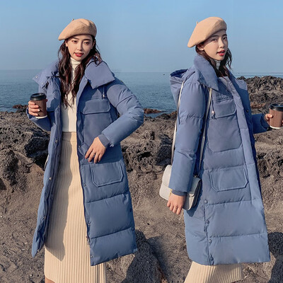 

Toponeto Fashion Outerwear Long Sleeve Hooded Jackets Cotton-padded Pockets Bandage Coats