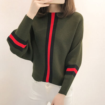 

Women Fashion Striped Sweaters Long Sleeve Knitted Tops Casual Slim Women Pullover Sweaters 2019
