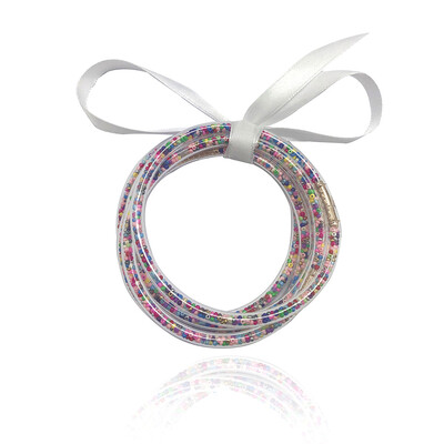 

5Pcs\Set All Weather Glitter Bangles Set Glitter Filled Silicone Jelly Summer Bracelets