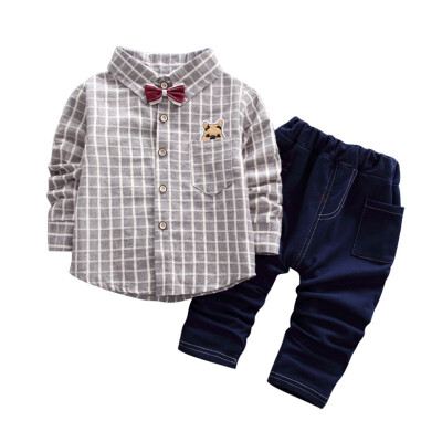 

Baby Boys Clothes Set Long Sleeve Gentleman Suit For Boys Children Clothing Plaid ShirtsPants Kids Suits