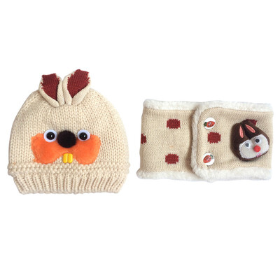 

Hat Scarf Sets Baby Winter Cap Rabbit Knit Beanie Bonnet Warm Hats for Children Neck Warmer Photography Props New