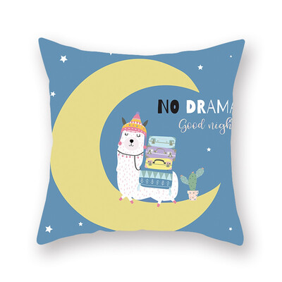 

1pcs Cute Cartoon Alpaca Digital Printing Car Office Peach Skin Pillowcase