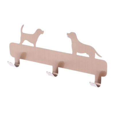 

Home Dog Shaped Stainless Steel Wall 3 Hooks Wall Door Rustic Hanger Clothes Coat Hat Key Hanging Home Kitchen Bathroom Decor