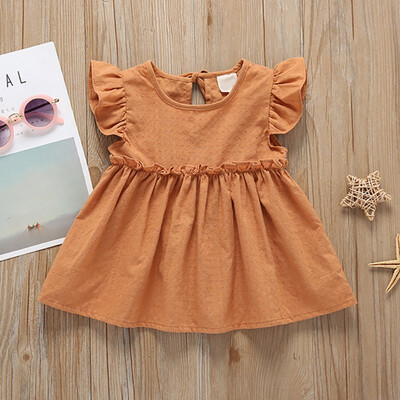 

Summer Baby Girls Flare Sleeve Dresses Brief Style Solid Print Sleeveless Dress Kids Toddler Girl Princess Dress