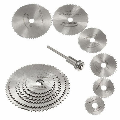 

7Pcs Mini HSS High Speed Steel Saw Disc Wheel Circular Cutting Blades Mandrels Drills Rotary Tools Black
