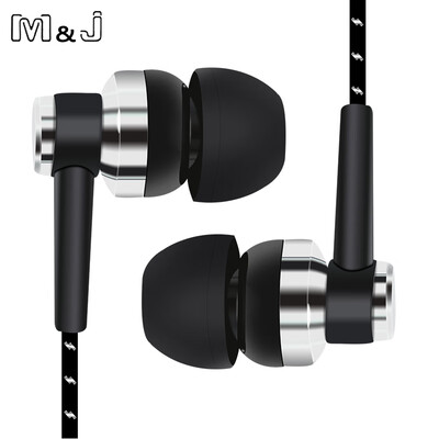 

M&J J10 MP3 MP4 Wiring Subwoofer Headset Ear Braided Rope Wire Cloth Rope Earplug Noise Isolating Earphone Handfree