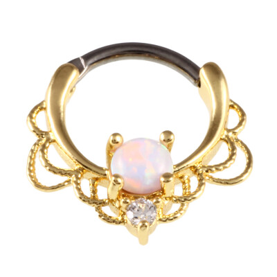 

Opal Gem Pierced Round Nose Ring Nasal Nail Breast Rings Body Piercings