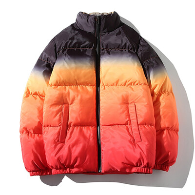 

Toponeto Mens Winter Fashion Tie Dyeing Zipper Patchwork Thickened Cotton Padded Coat