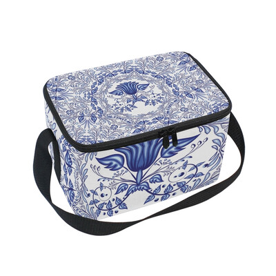 

ALAZA Floral Pattern Of Circular Ornaments Lunch Box Insulated Lunch Bag Large Cooler Tote Bagfor Men Women