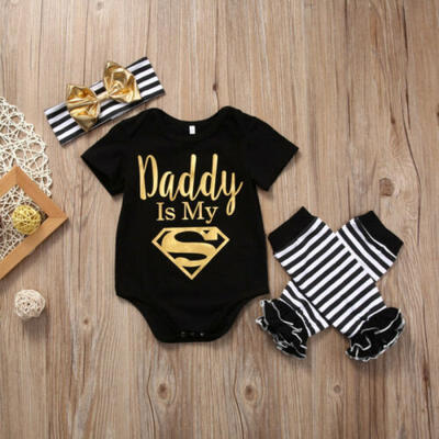 

3PCS Newborn Infant Baby Girl Outfits Clothes Set Romper BodysuitPants Leggings